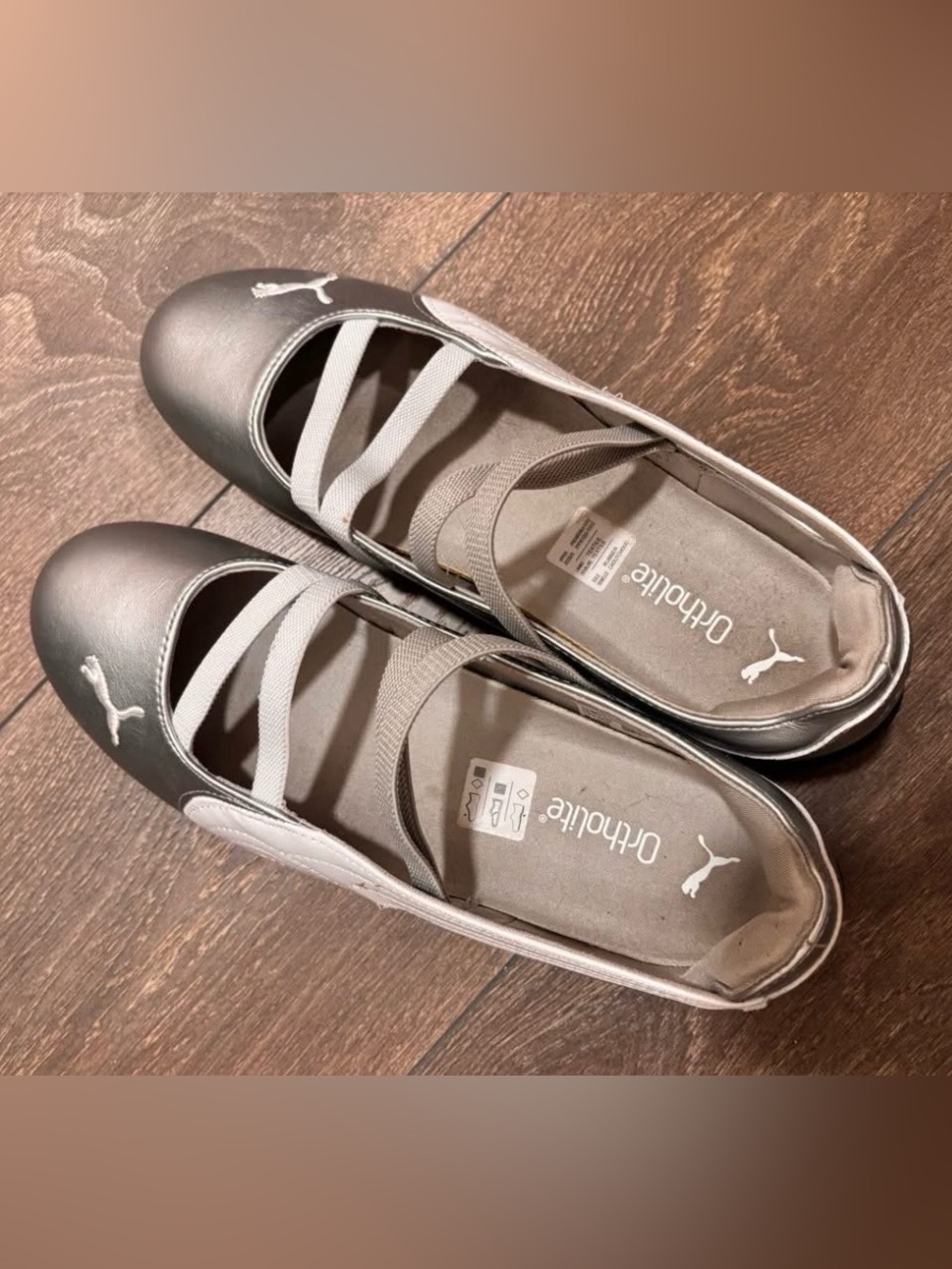 Speedcats - Puma Women's Silver-Gray Ballet Flats with Crisscross Straps